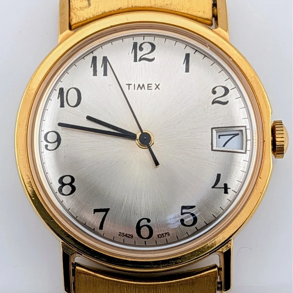 NOS 1979 Timex Mercury 25429 10579 Men's Manual Wind Gold Tone Watch 35mm